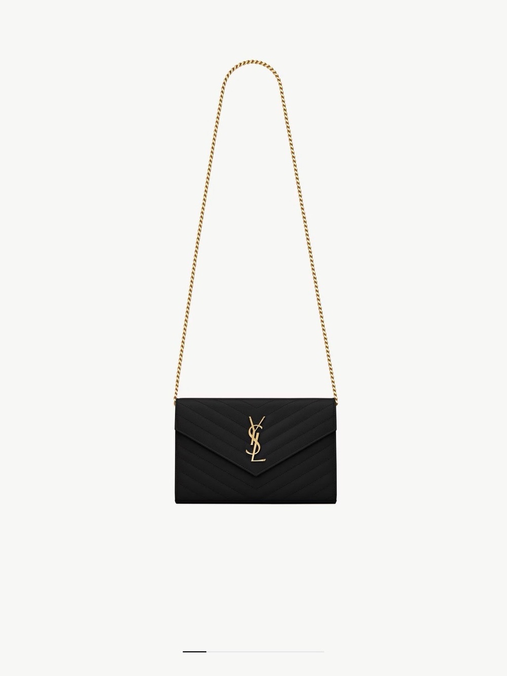 Saint Laurent Black Quilted Chevron YSL Chain Shoulder Bag with Gold Hardware - Picture 7 of 10